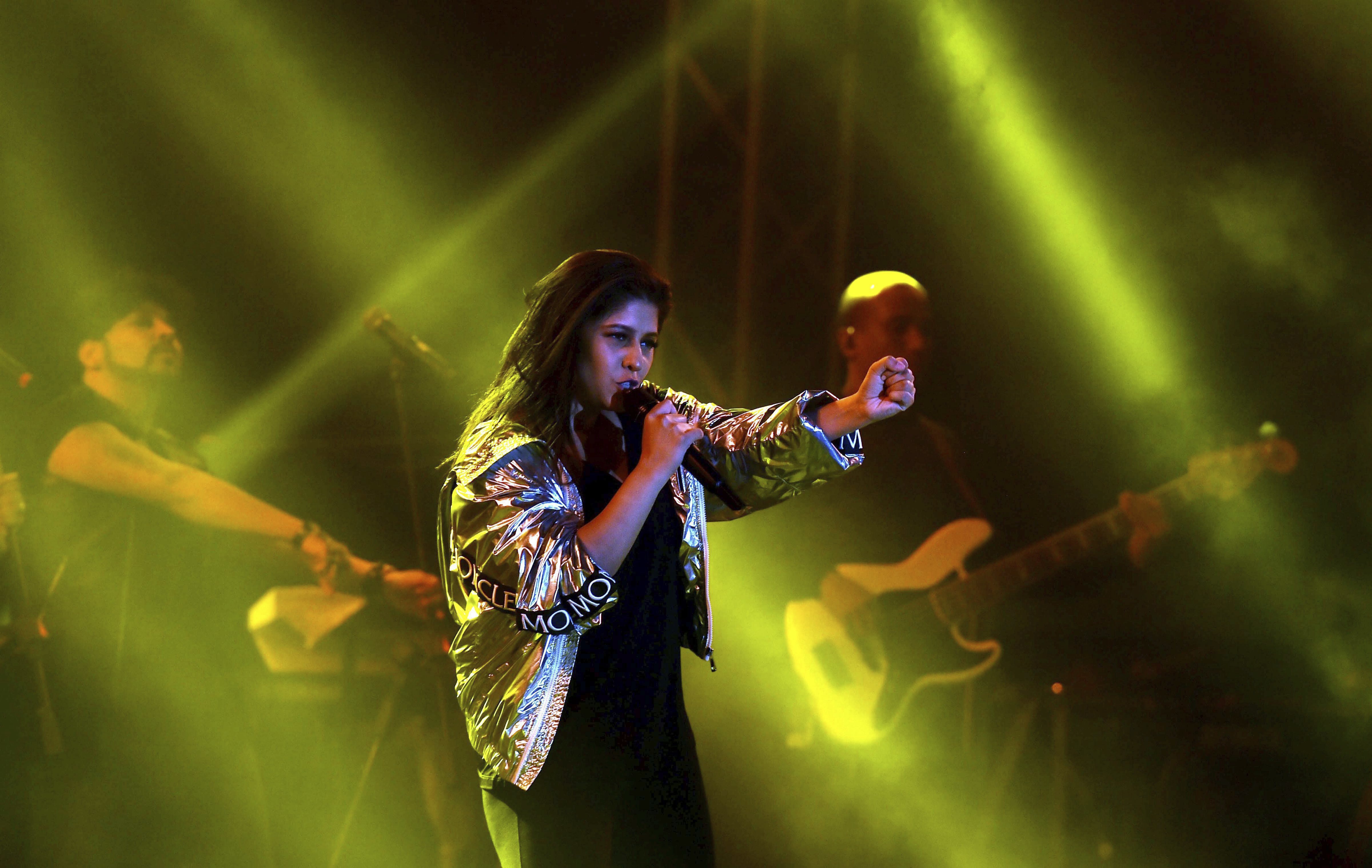 Bollywood playback singer Sunidhi Chauhan performs in a live concert in Kolkata - PTI