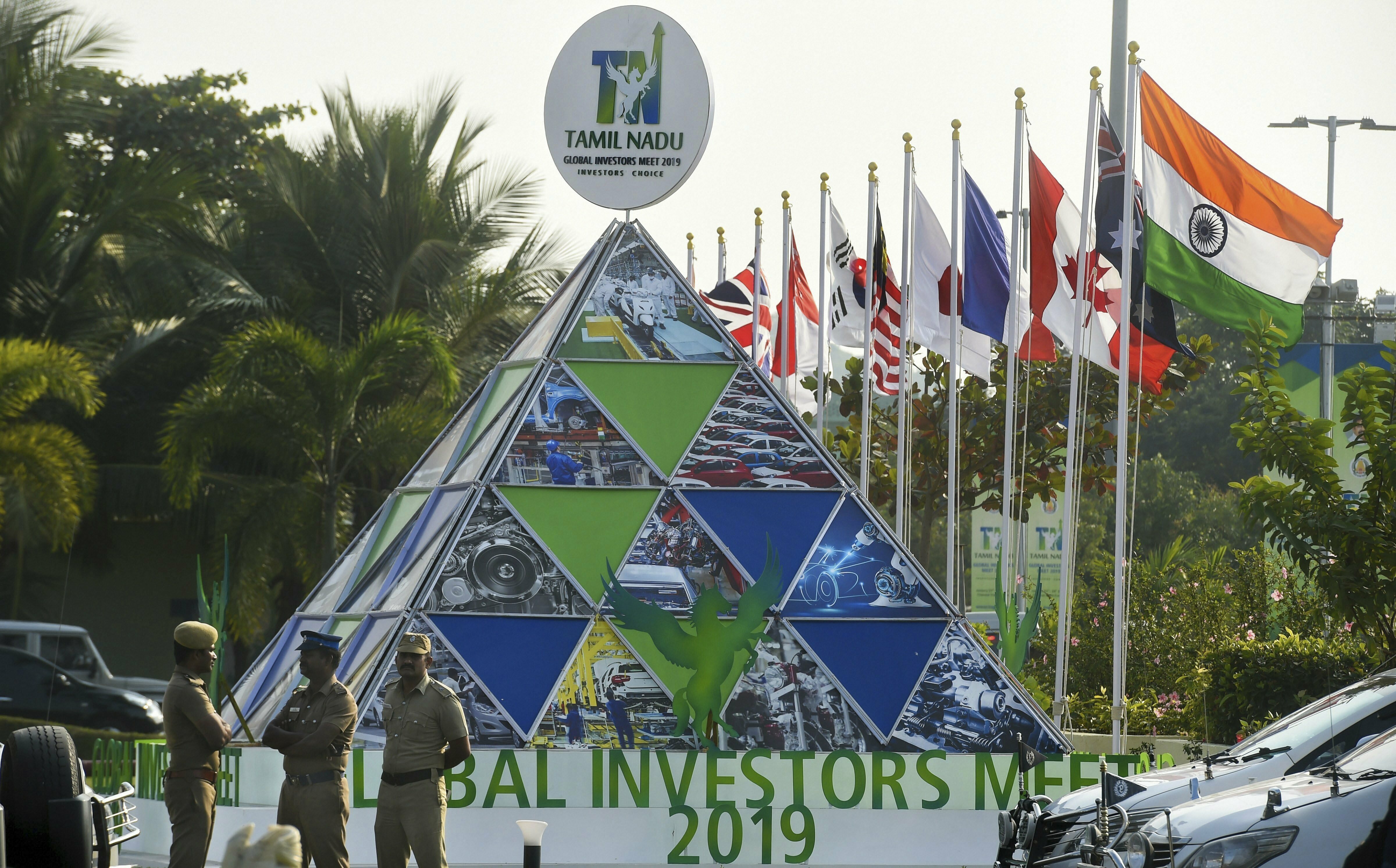 A view of venue of the second edition of Global Investors Meet (GIM) 2019 at Trade centre in Chennai - PTI