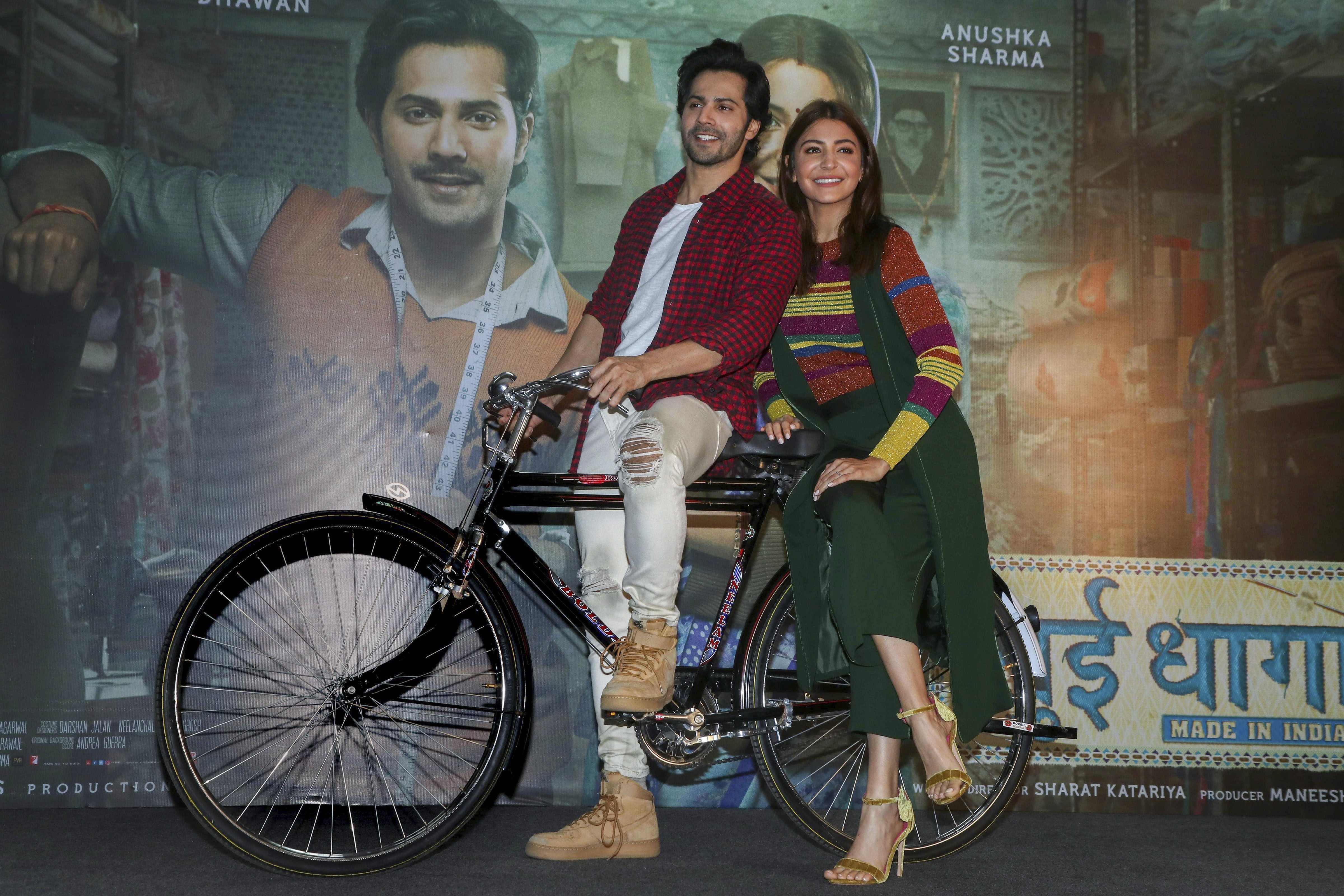 Bollywood actors Varun Dhawan and Anushka Sharma during promotion of their film 'Sui Dhaaga' in Mumbai - PTI