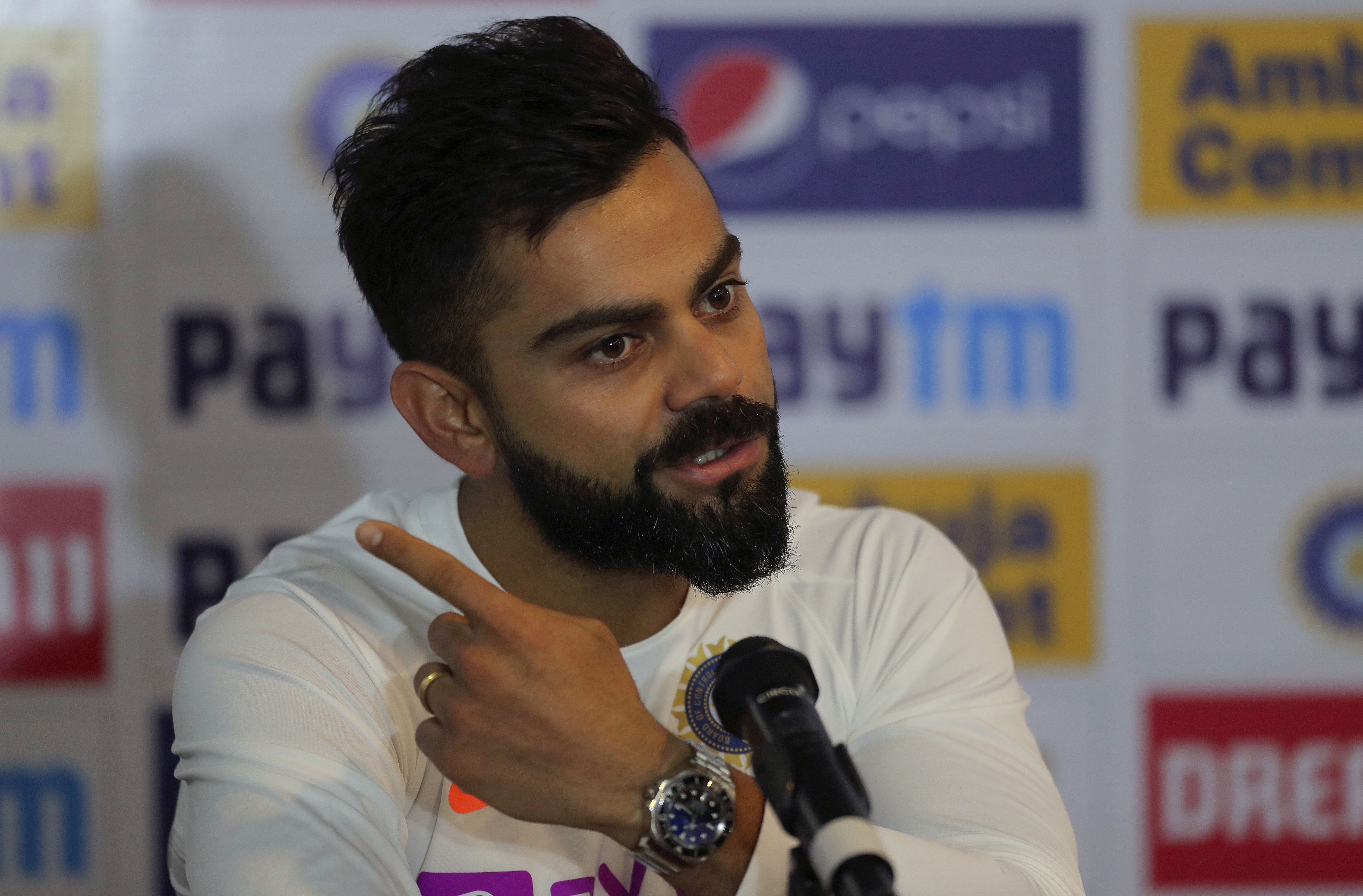 Cricket captain Virat Kohli addresses a press conference in Visakhapatnam - PTI