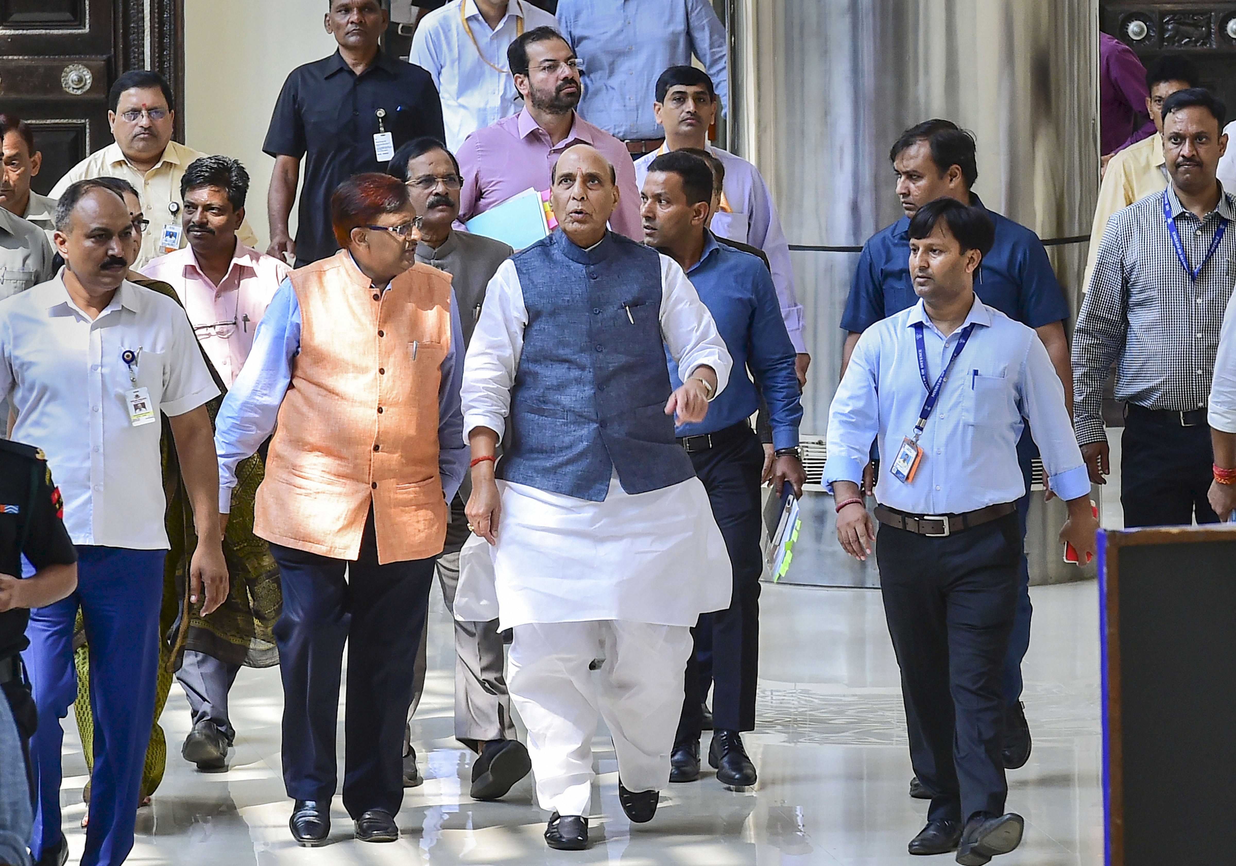 efence Minister Rajnath Singh arrives to attend the 273rd annual day function of Defence Accounts Department - PTI